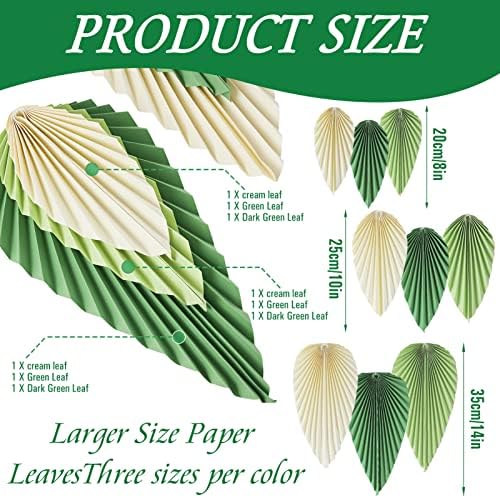 SUNBEAUTY Paper Fans Set of 9 Decor Green