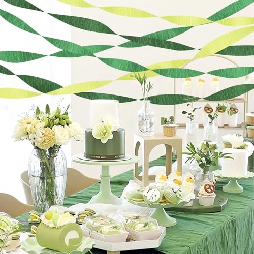 Green Streamers Party Decorations 6 Rolls Crepe Paper