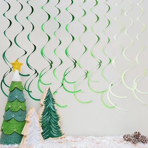 36Pcs Ombre Green Felt Swirl Streamer Ceiling Garland