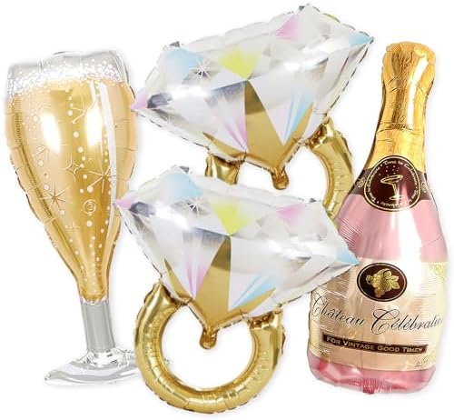 PartyForever 2 Gold Glitter Bachelorette Balloons Kit