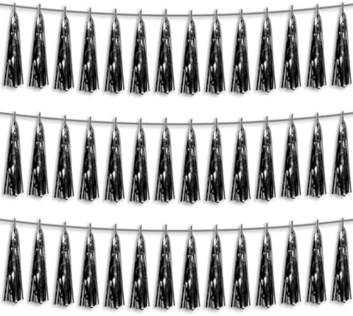 3P Black Foil Tassel Streamers Garland for Parties and Events
