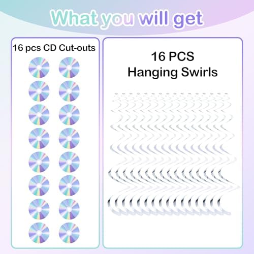 Y2K 90s Retro Party Decorations CD Swirls Hanging Streamers