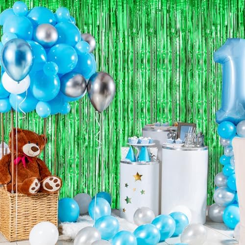 Green Metallic Tinsel Foil Curtains 2 Pack