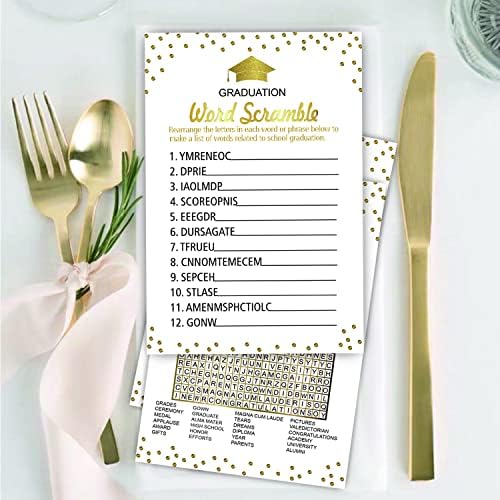 Graduation Party Word Scramble Game Cards 50 Pack
