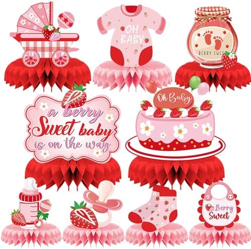 Strawberry Baby Shower Decorations 9PCS
