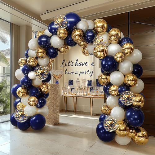 Navy Blue Gold Balloon Garland Arch Kit for Parties