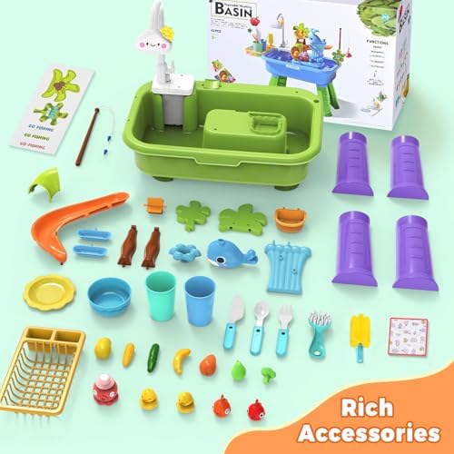 Water Table for Toddlers 1-3 with Pump and Fishing Game