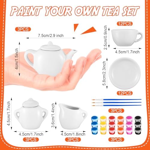 PullCrease 45 Pcs Paint Your Own Tea Kit for Kids
