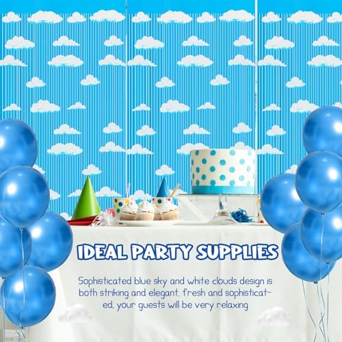 XunYee Clouds Theme Tinsel Curtains 5 Pack