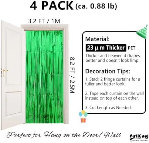 Green Streamers Party Decorations 4 Pack 32 x 82 FT