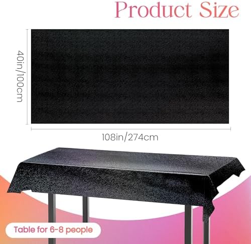 2 Pcs Black Holographic Laser Tablecloth for Parties