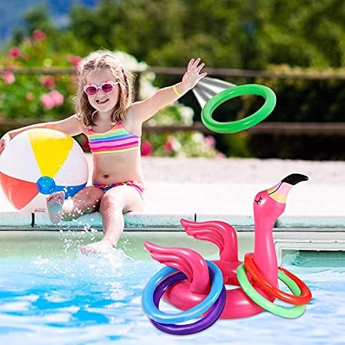 Camlinbo 15 Pcs Inflatable Flamingo Pool Game Set