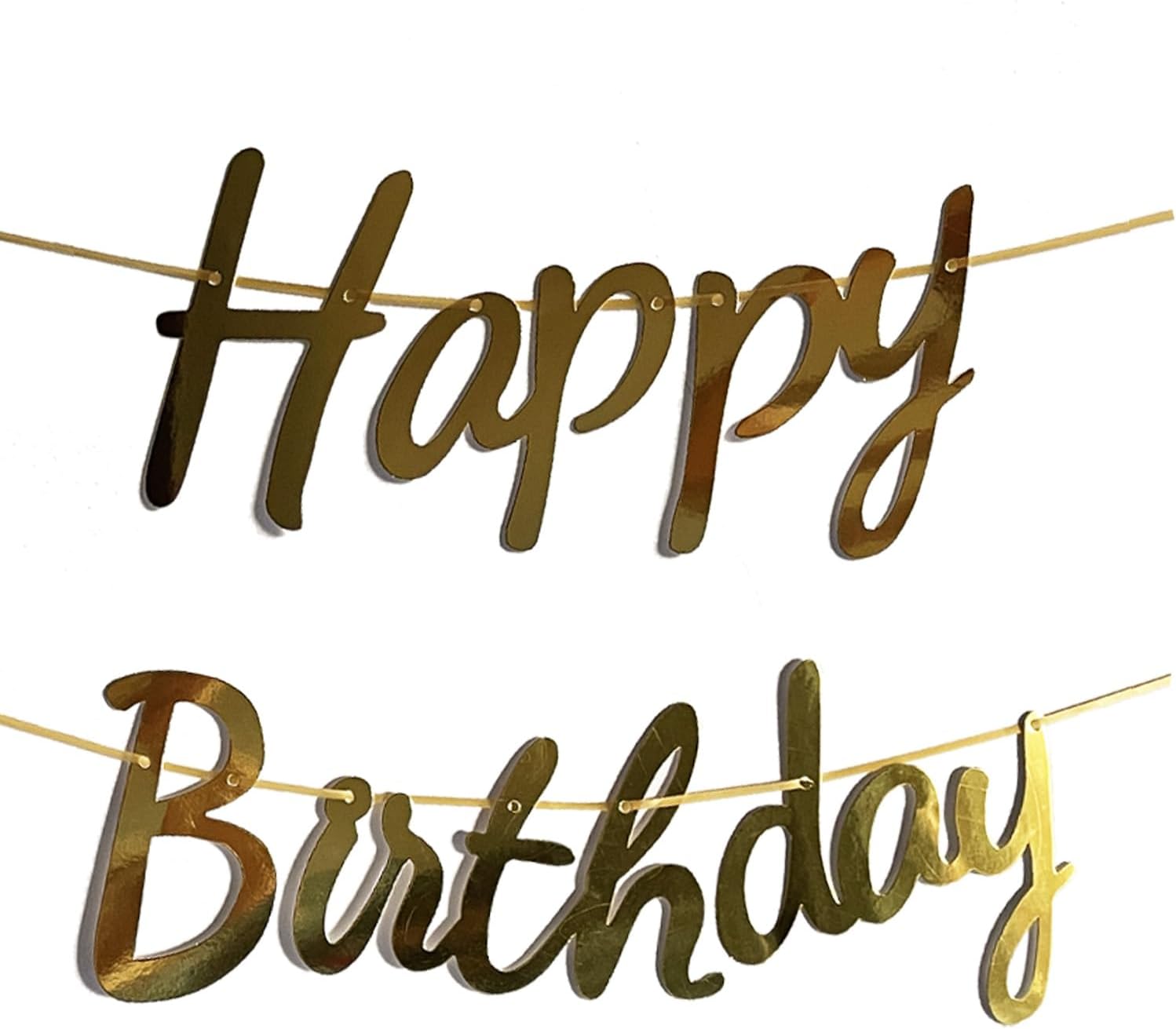 Happy Birthday Cat Banner Garland with Gold Sign
