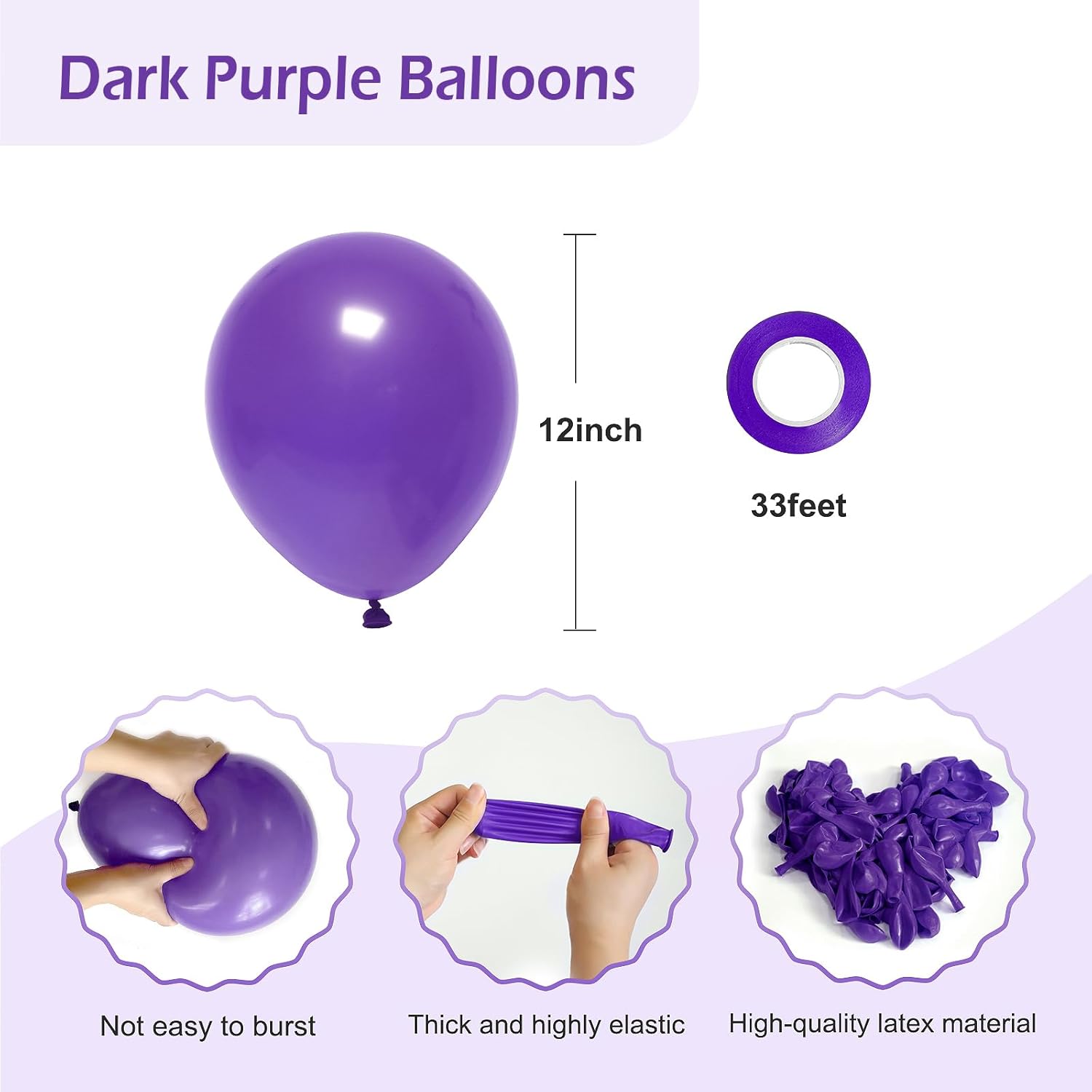 FOTIOMRG 12 Inch Purple Balloons 50 Pack Party Decorations