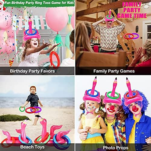 Camlinbo 15 Pcs Inflatable Flamingo Pool Game Set