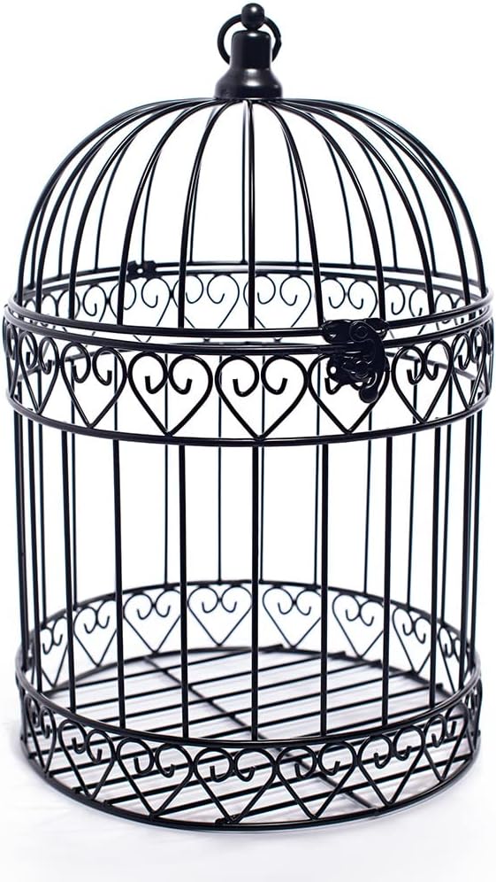 Andersons Decorative Black Wire Birdcage Wedding Centerpiece
