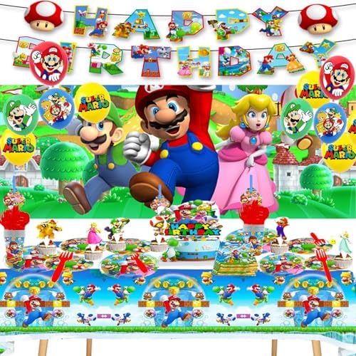 Super Bros Themed Party Decorations Set for 10 Guests