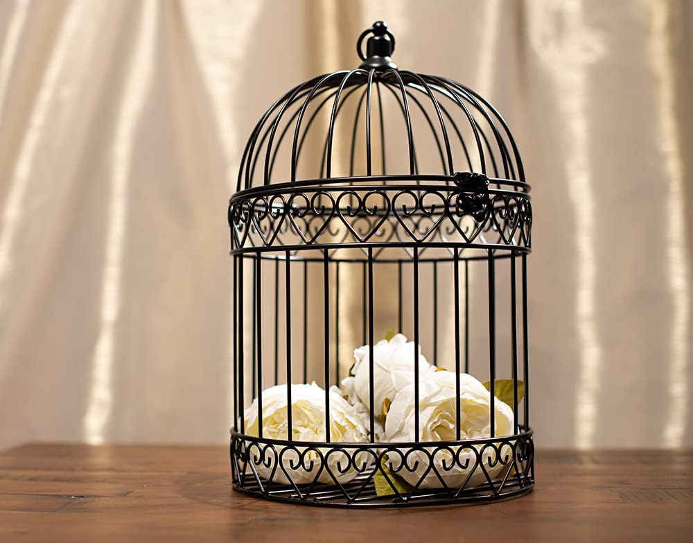 Andersons Decorative Black Wire Birdcage Wedding Centerpiece