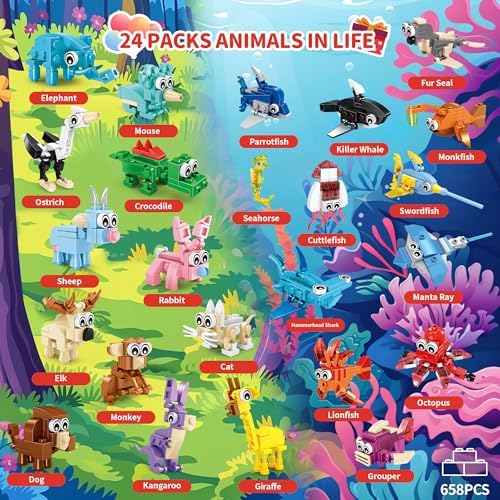 24 Pack 72 Animal Building Blocks for Kids