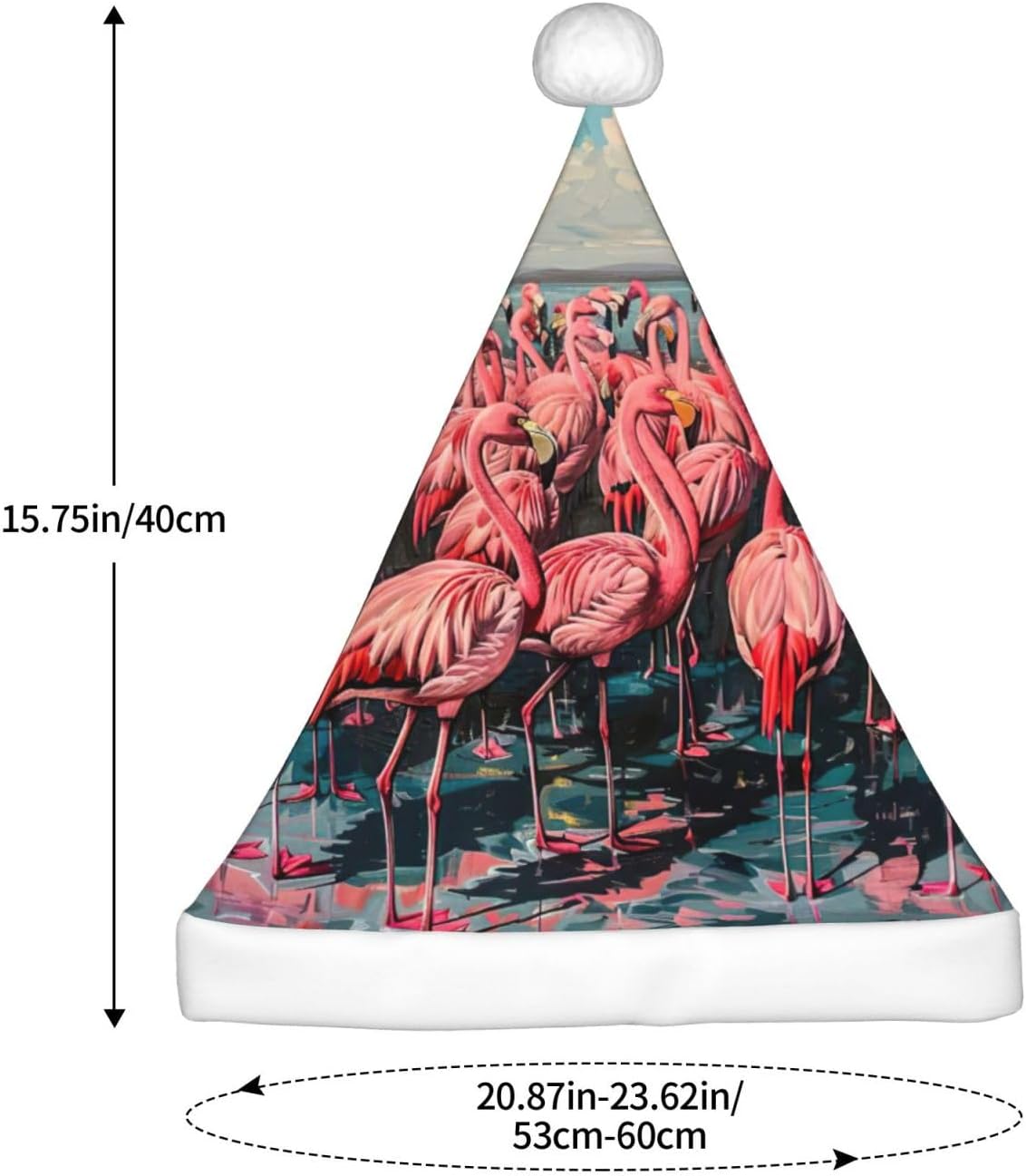 Flamingo Print Funny Christmas Santa Hat for Adults