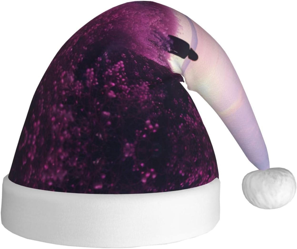 Purple Print Christmas Santa Hat Plush Funny for Adult Party