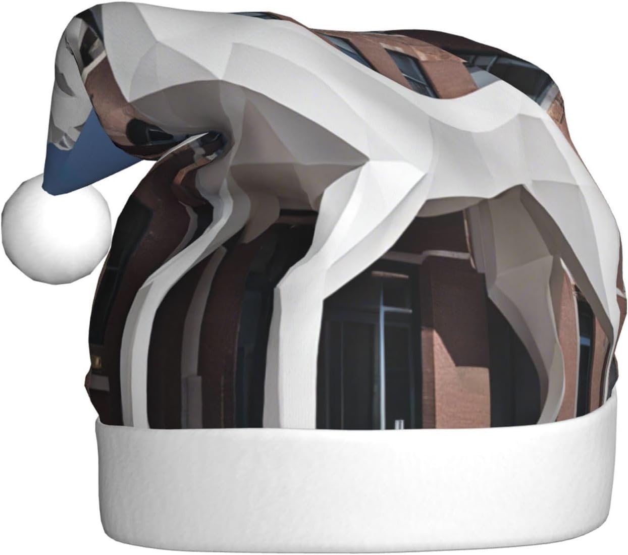 Unicorn Building Print Christmas Santa Hat Plush