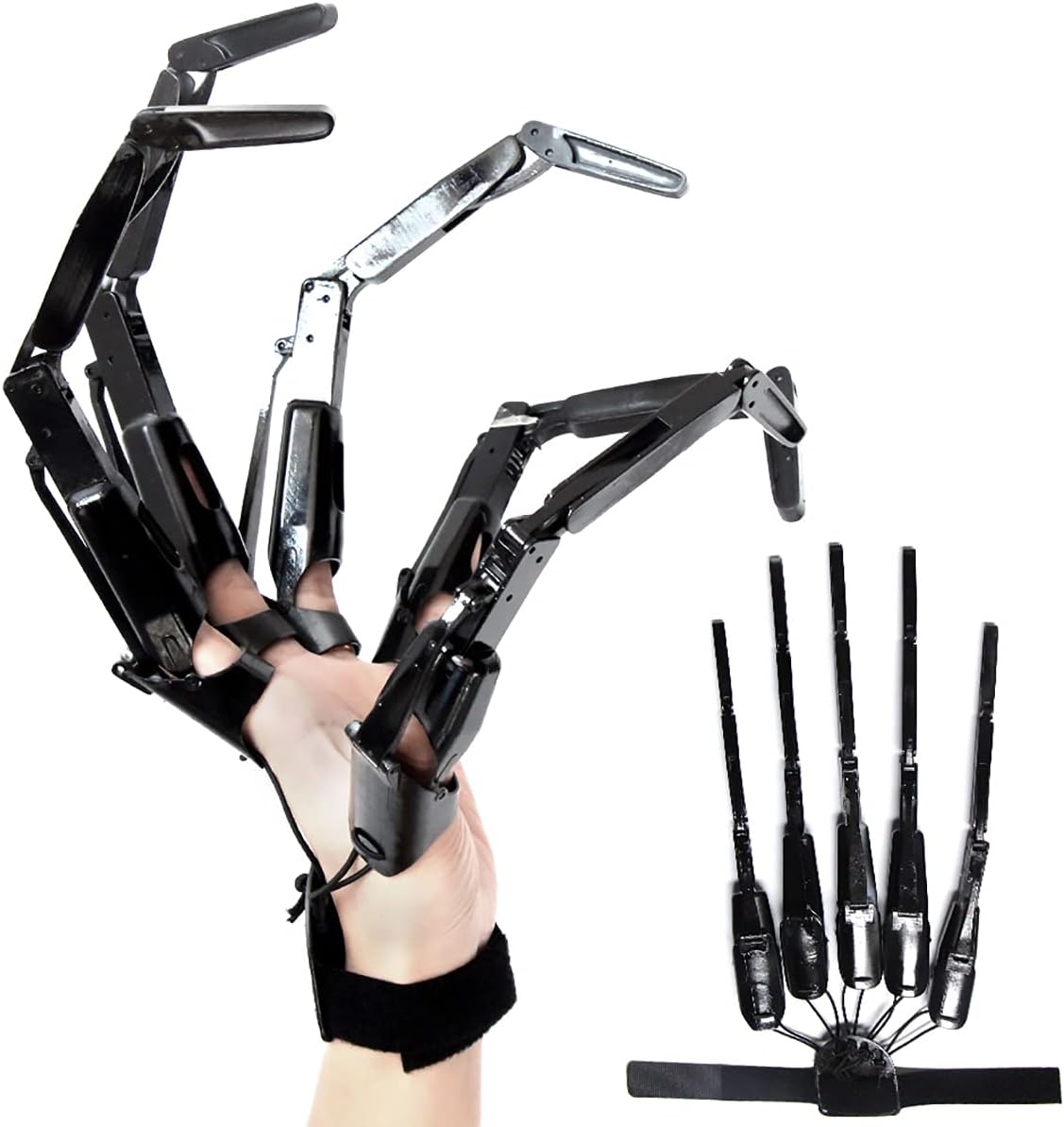 Halloween Gloves Skull Fingers Articulated Devil Claws Cosplay Ghost Hands Black