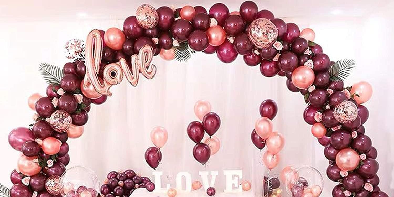 Burgundy Rose Gold Balloons Set 60 Pack