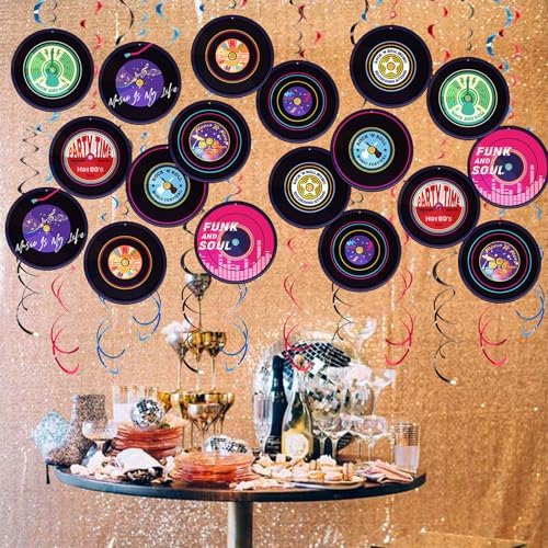 Rock and Roll Record Party Hanging Swirls 48 Pcs