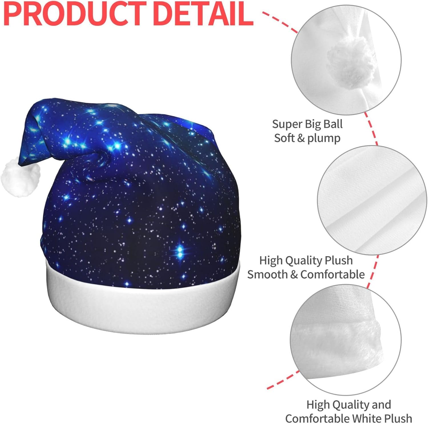 Galaxy Stars Print LED Christmas Hat for Parties and Festive Events