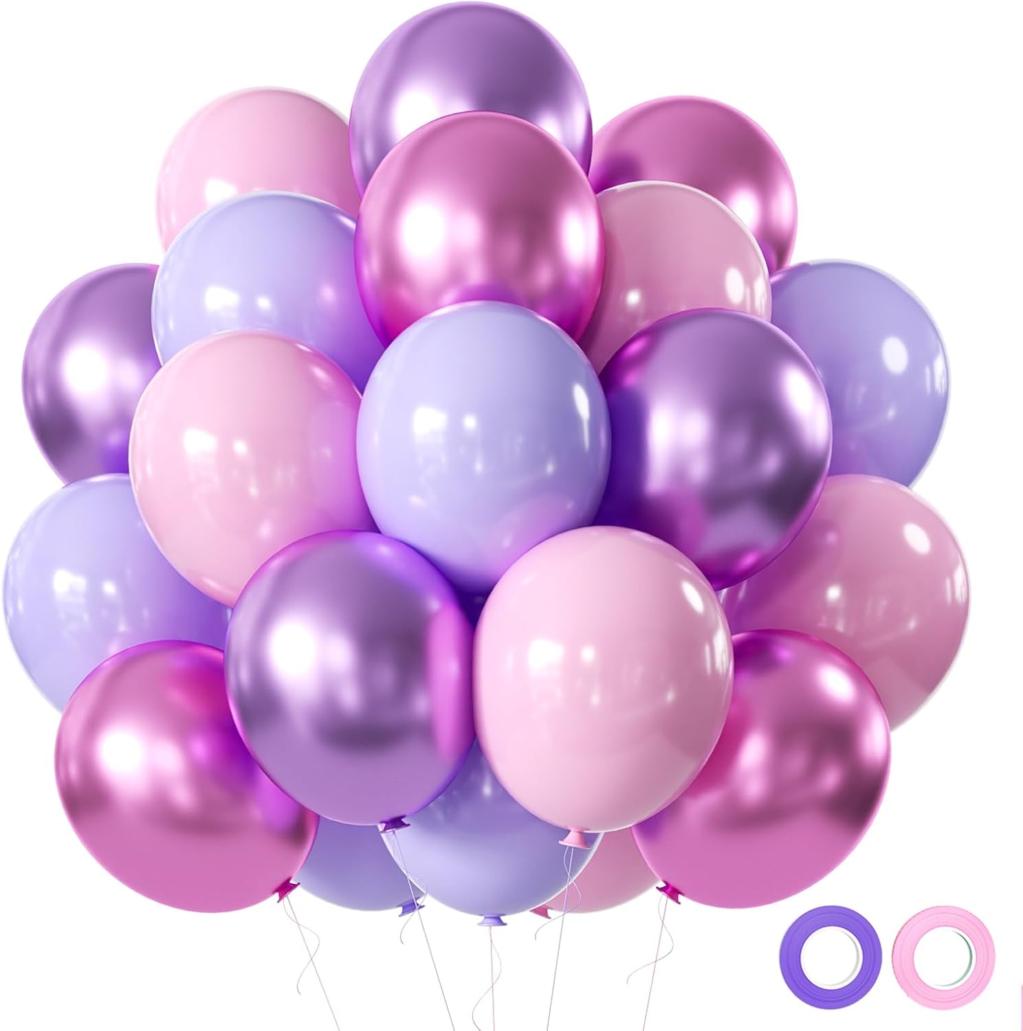 Pink and Purple Party Balloons 50Pcs 12 Inch