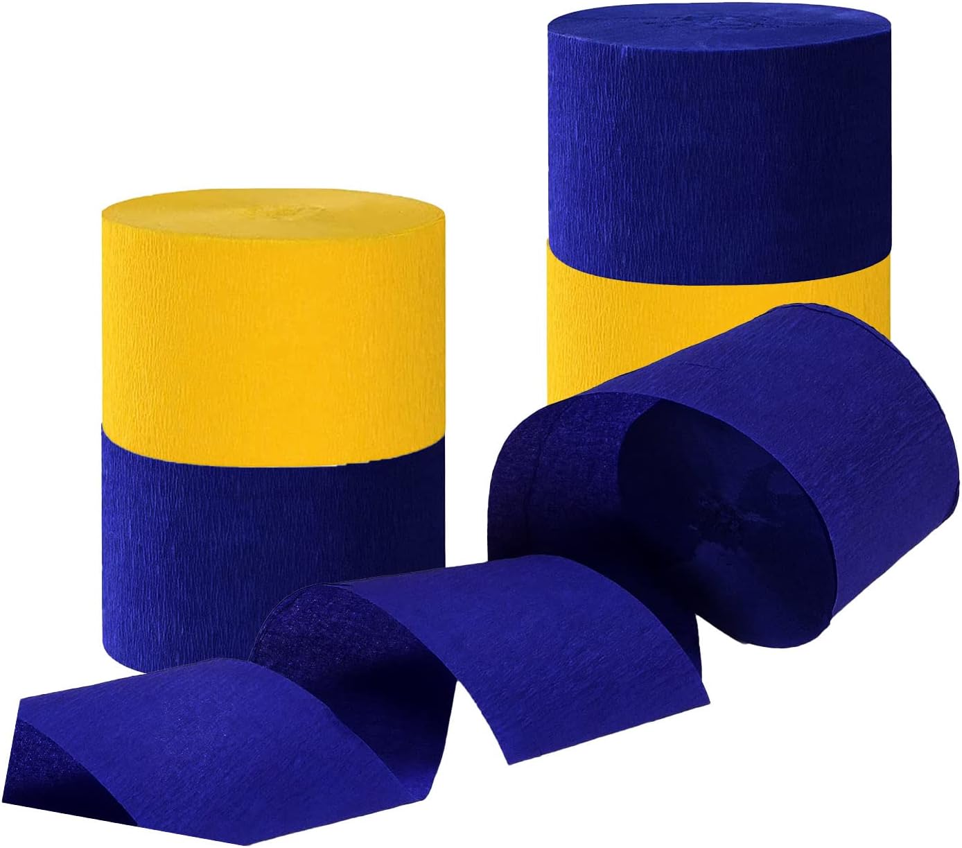 81 Feet Navy Blue and Yellow Crepe Paper Streamers Set