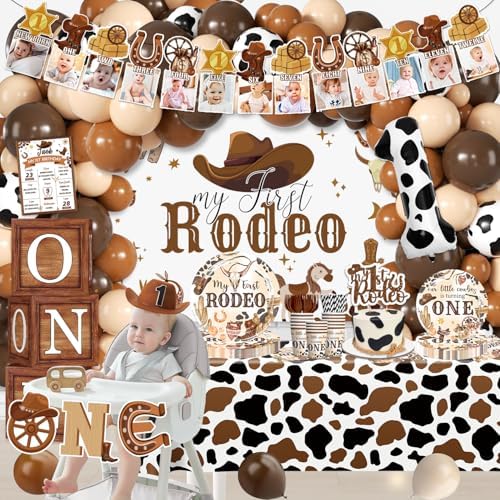 Cocomigo 226PCS First Rodeo Decorations Boy Party Set