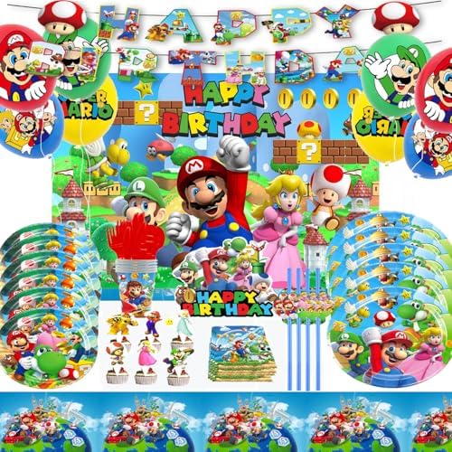 Super Bros Themed Party Decorations Set for 10 Guests