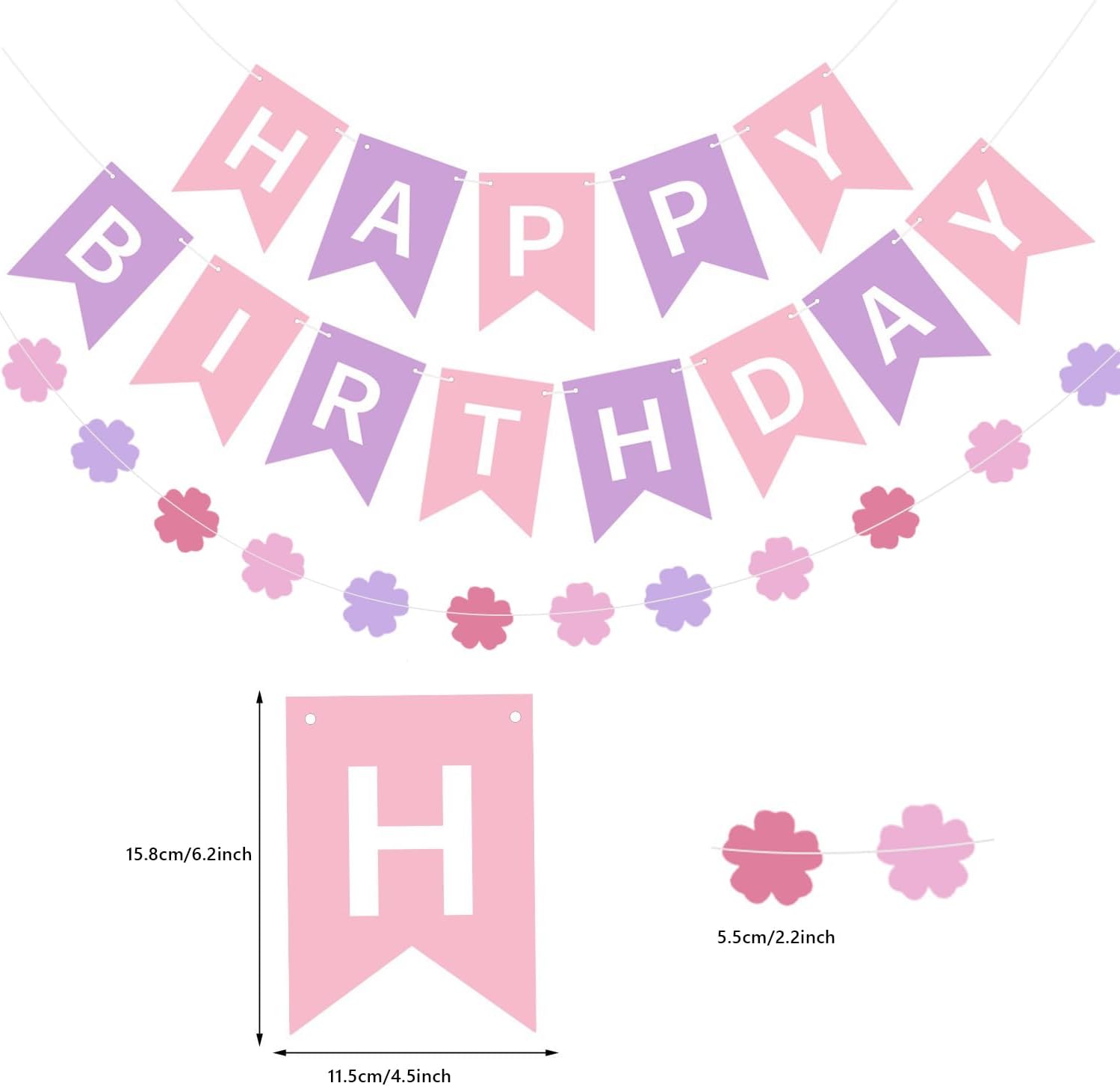 Purple Pink Birthday Decorations Set for Women Girls