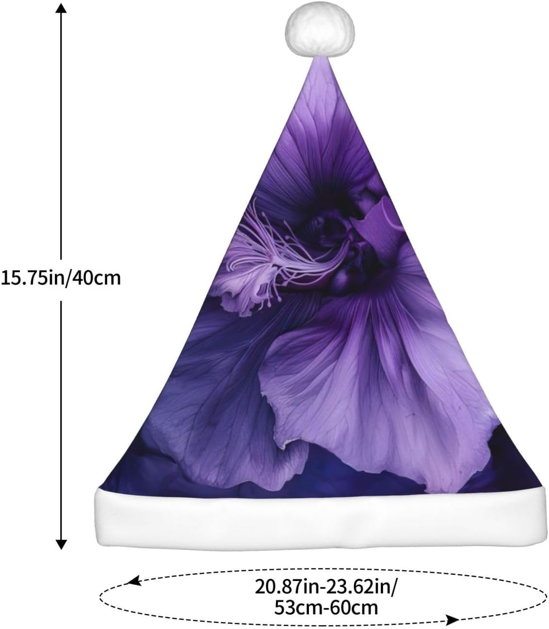 Purple Print Christmas Santa Hat Plush Funny for Adults