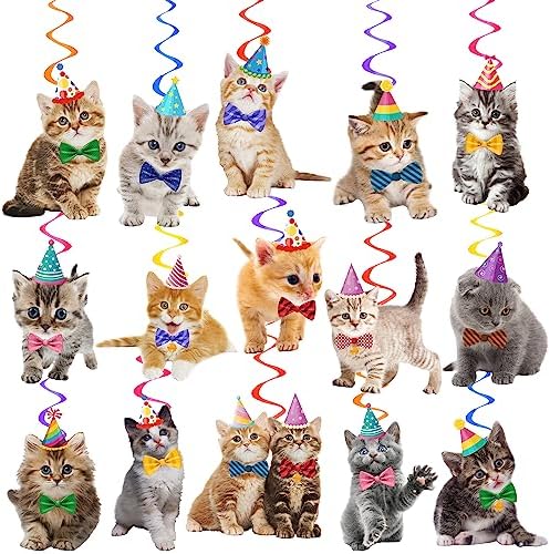 20Pcs Cat Themed Hanging Swirl Decorations