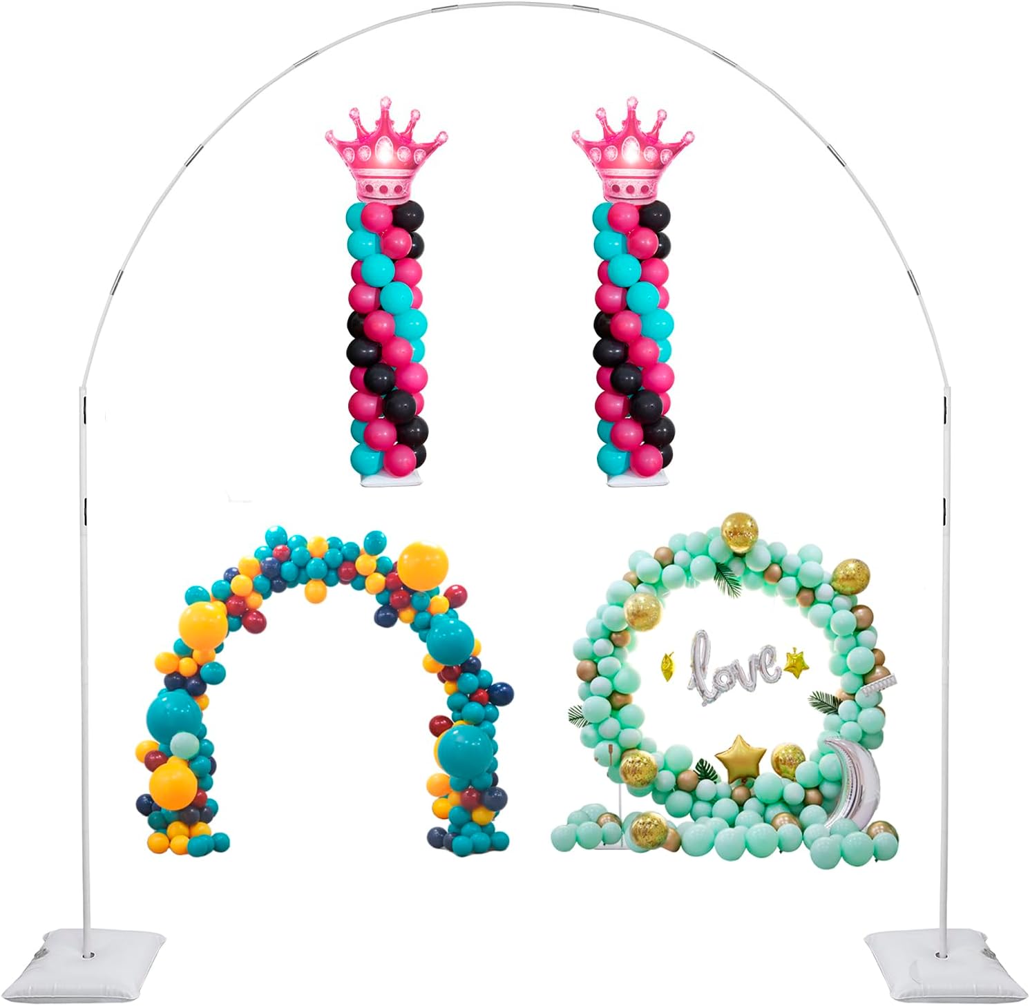 3IN1 Balloon Arch Stand Kit 75ft Round Backdrop Frame