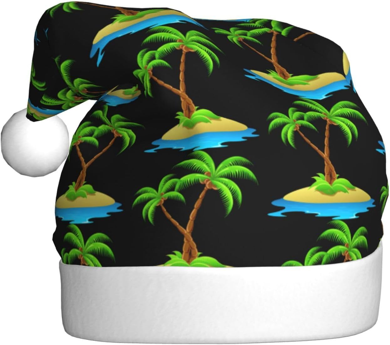 3D Palm Tree Christmas Santa Hat Plush Funny Adult Headwear