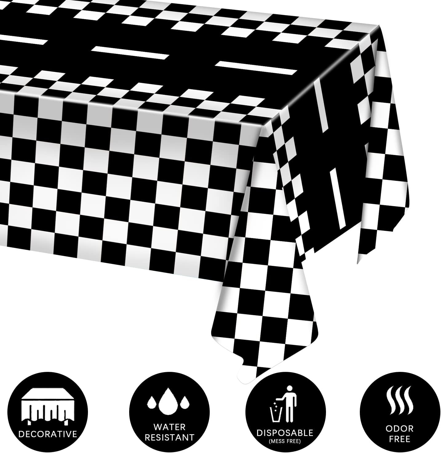 3 Pack Checkered Race Car Party Tablecloths