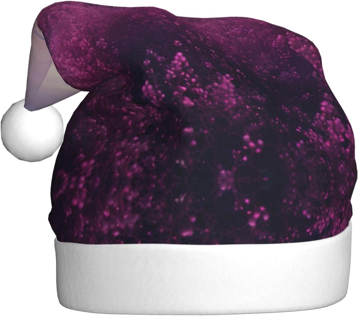 Purple Print Christmas Santa Hat Plush Funny for Adult Party