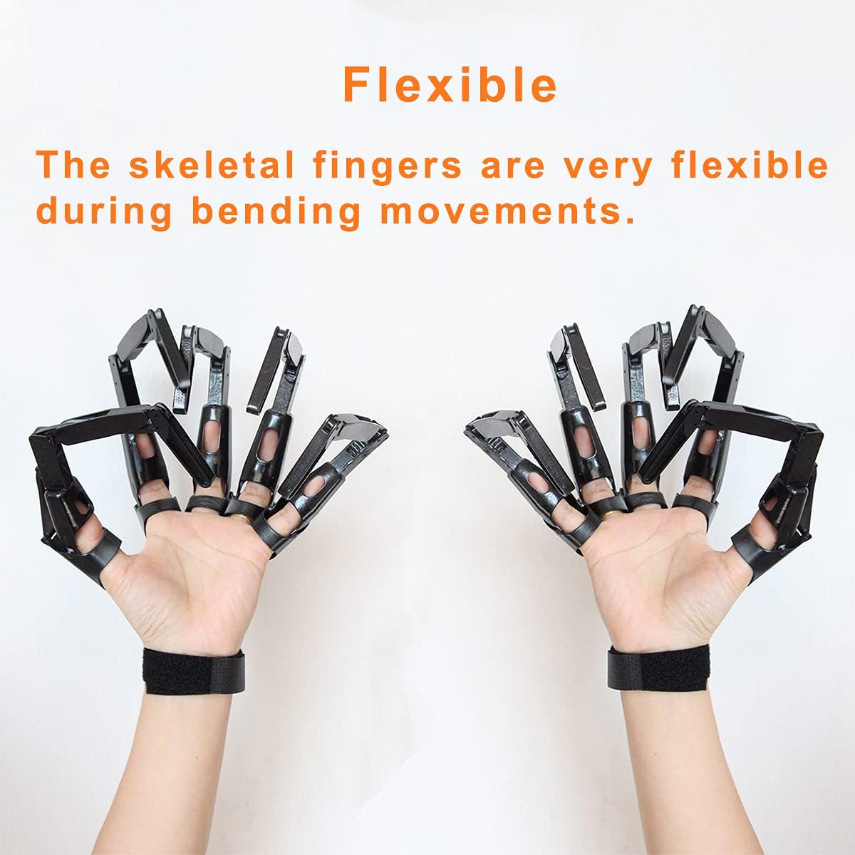 Halloween Gloves Skull Fingers Articulated Devil Claws Cosplay Ghost Hands Black