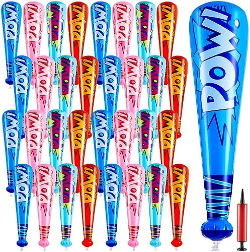 Seematn 32 Piece Inflatable Baseball Bats Set
