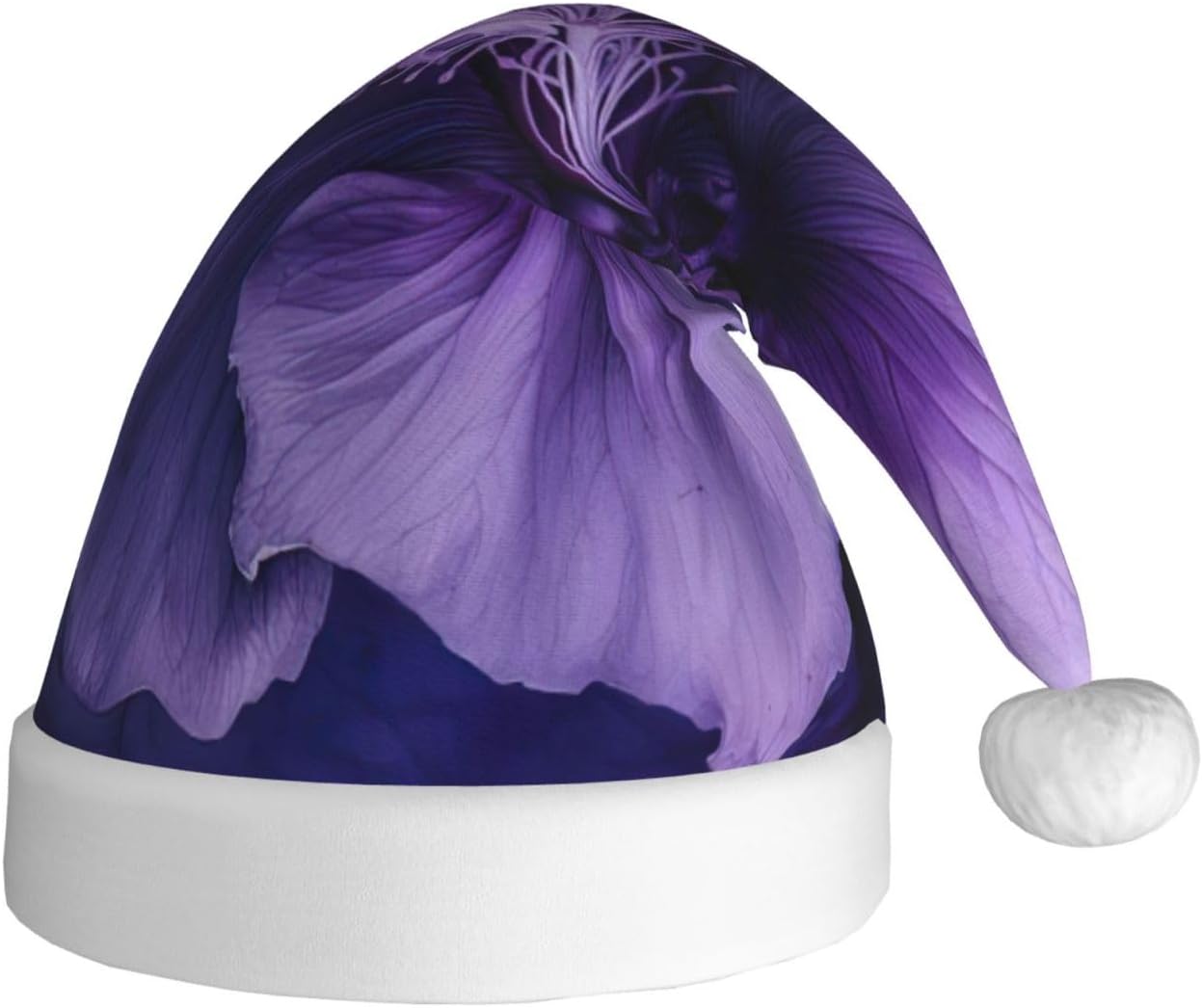 Purple Print Christmas Santa Hat Plush Funny for Adults