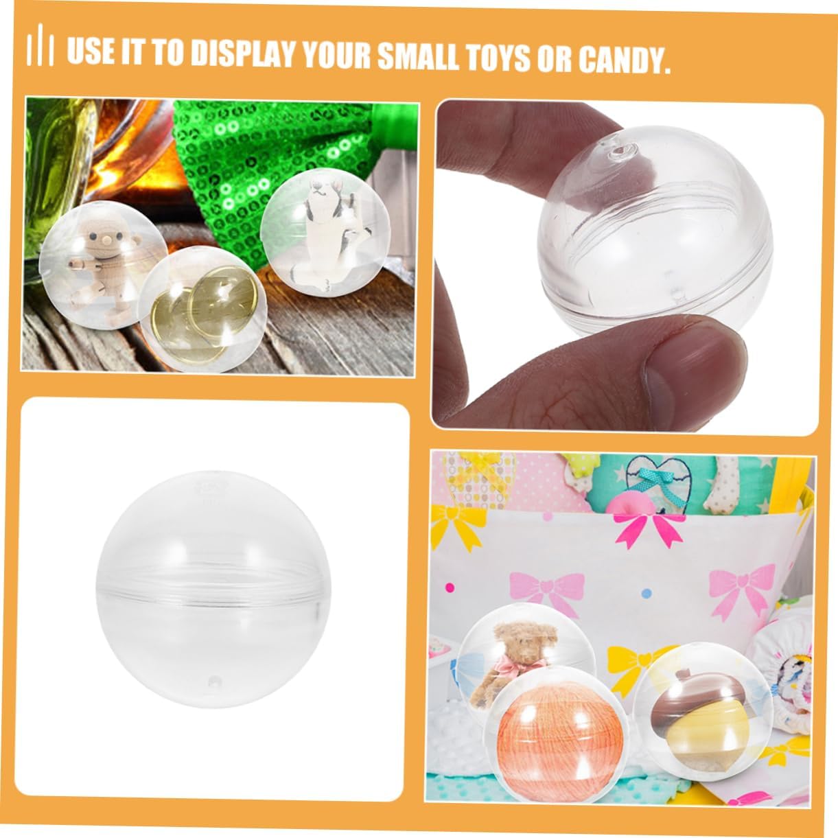 FAVOMOTO 5pc Clear Round Gumball Machine Capsules