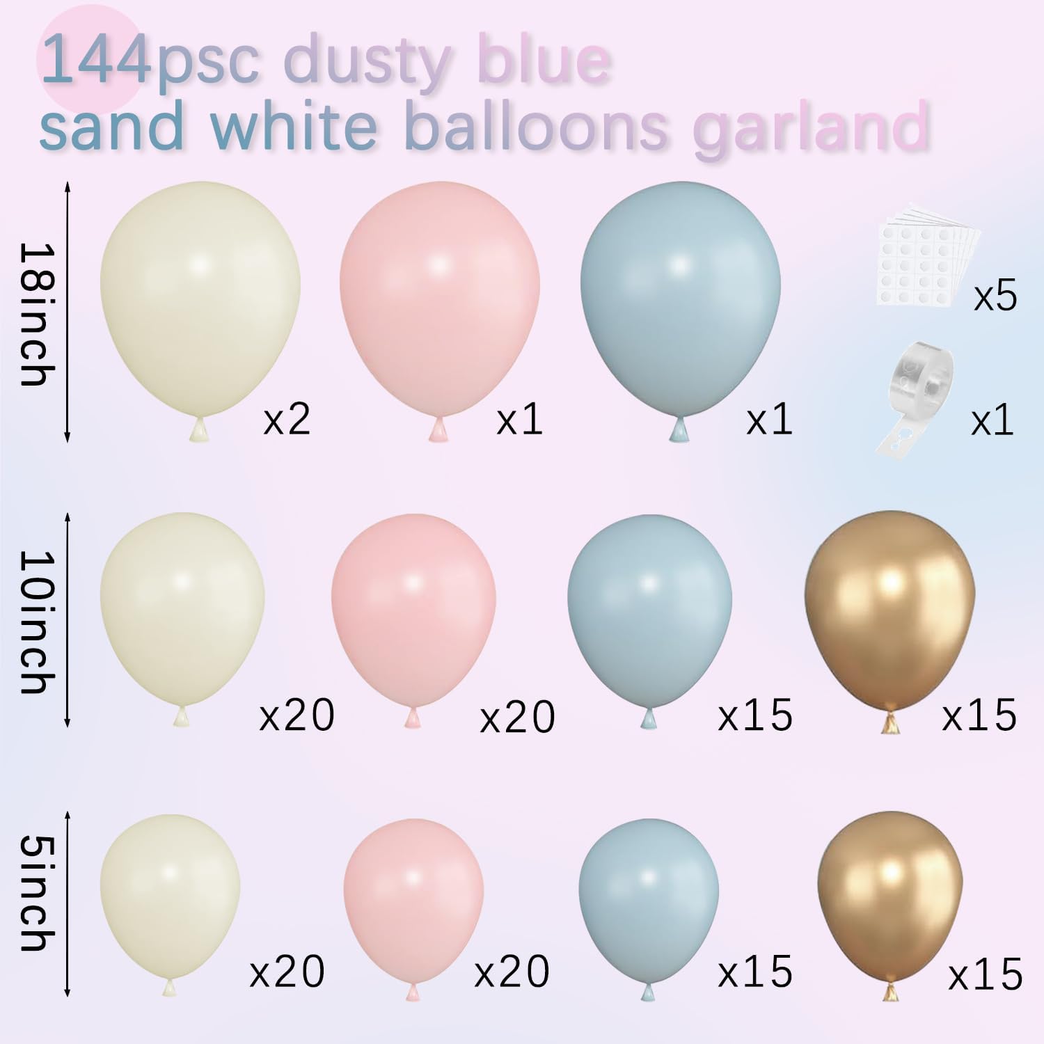 Gender Reveal Balloon Arch Kit with 144PCS Balloons