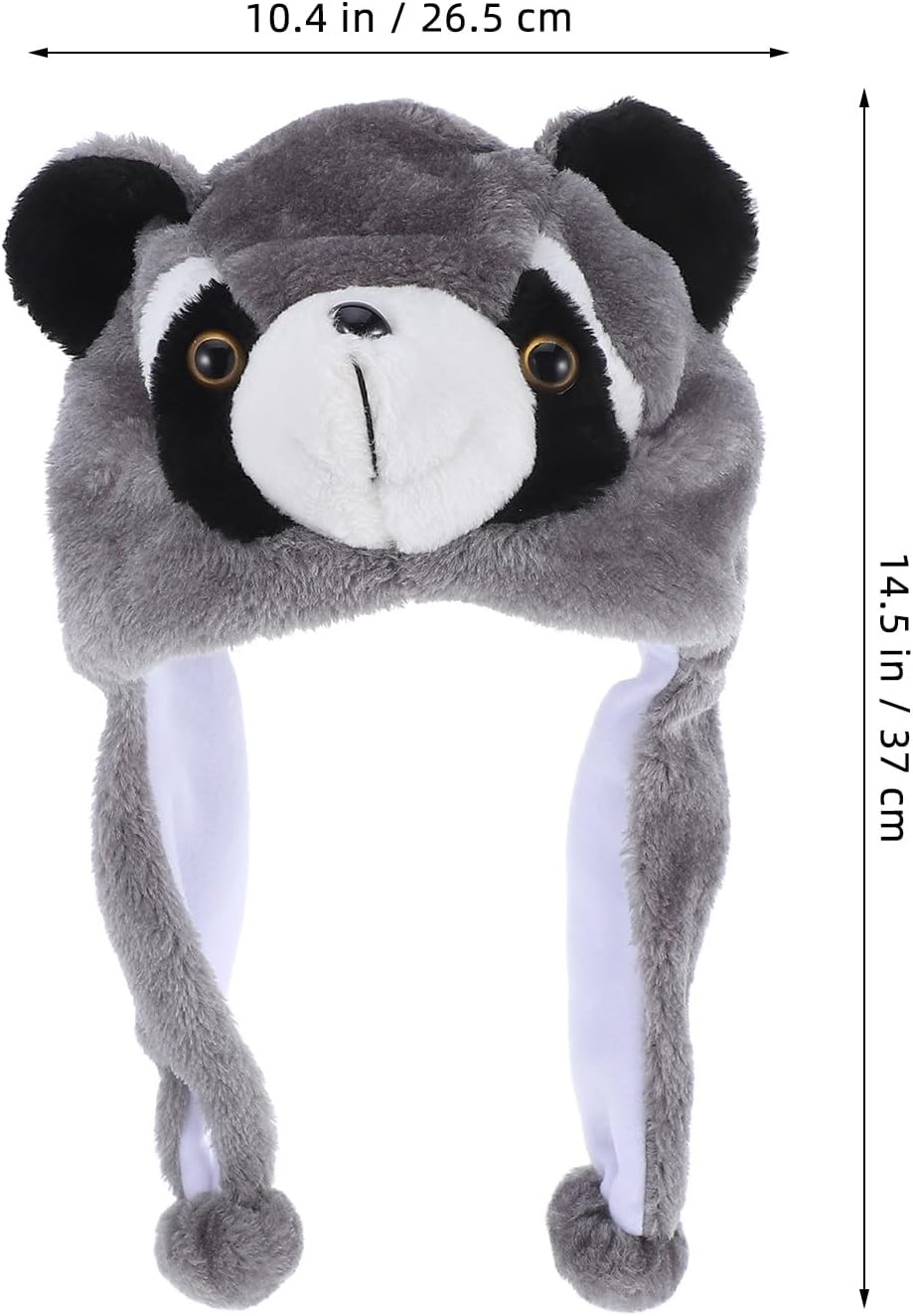 LUOZZY Plush Raccoon Hat for Kids and Adults