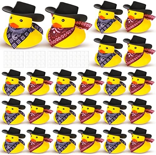 24 Piece Cowboy Rubber Duck Set with Hat and Scarf
