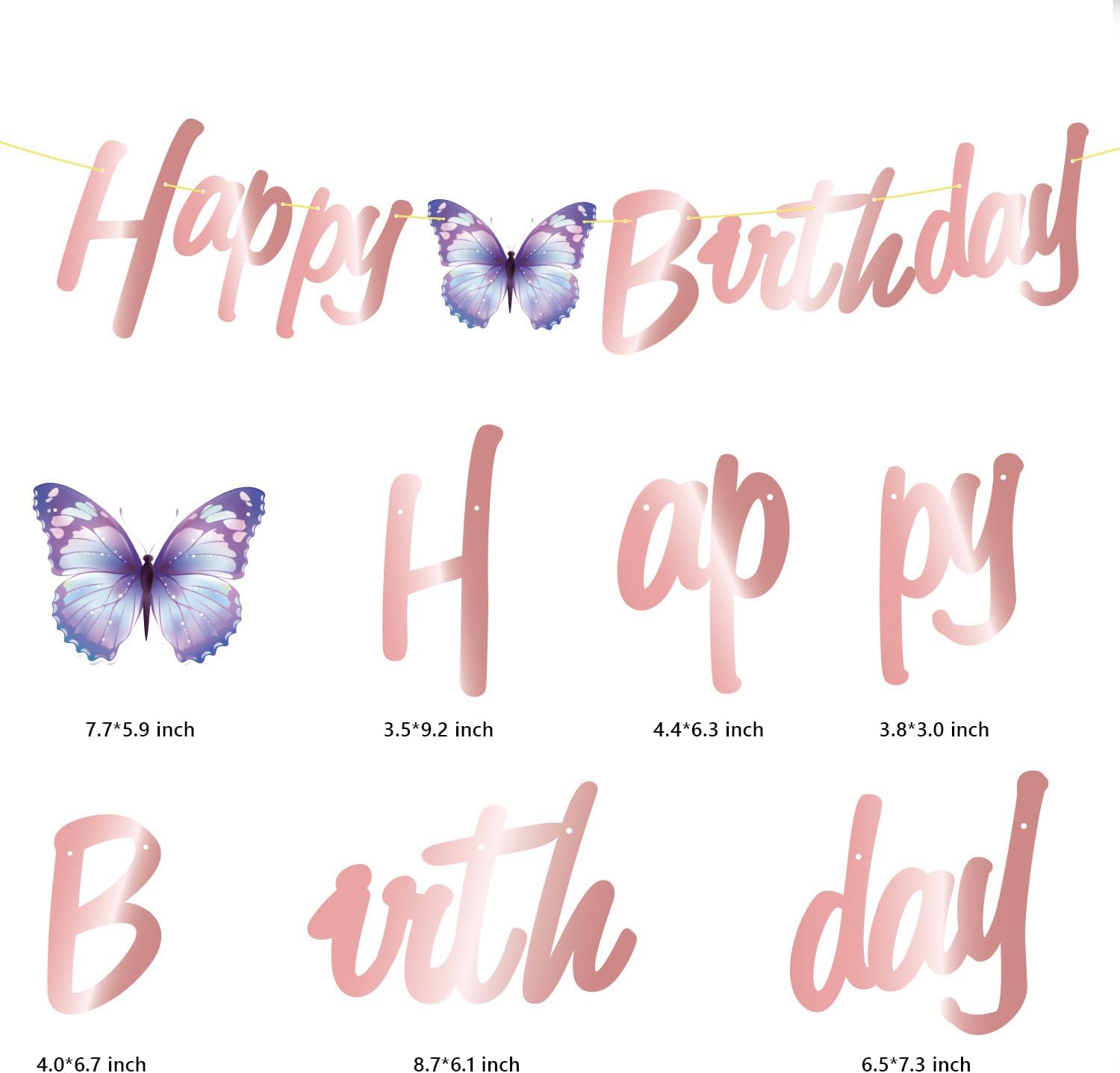 Purple Pink Birthday Decorations Set for Women Girls