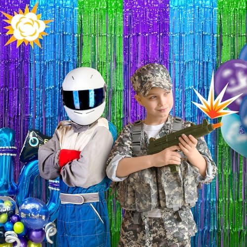 Mega-L Foil Fringe Curtains 2Pack for Game Party Backdrop